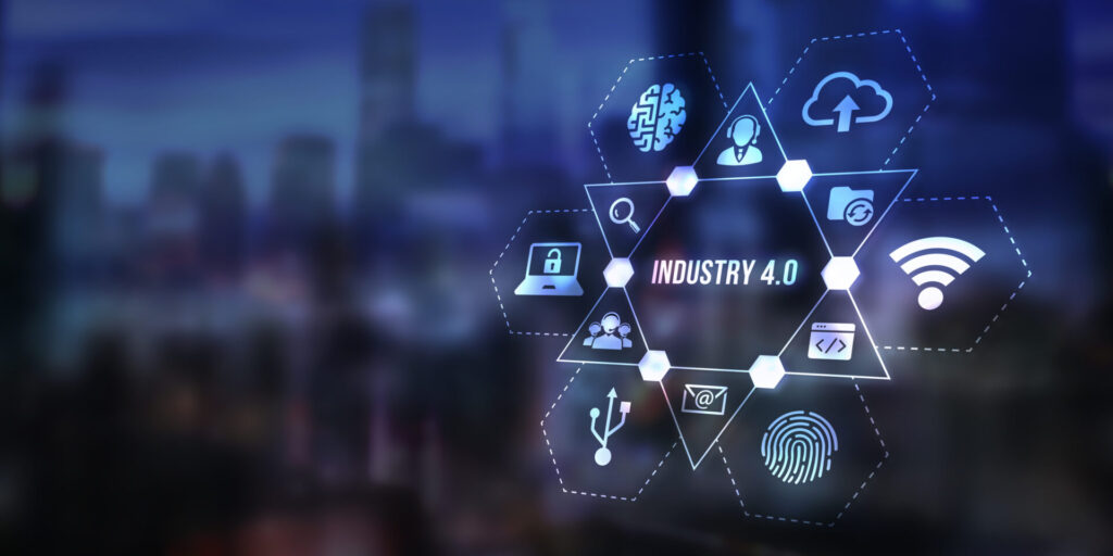 Internet, business, Technology and network concept.Industry 4.0 Cloud computing, physical systems, IOT, cognitive computing industry. 3d illustration.